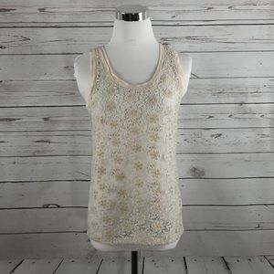 💎 J. CREW Cream White Floral Crochet Lined Tank